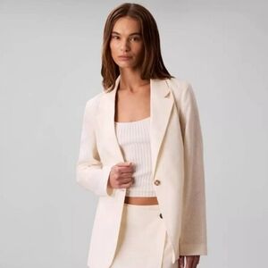 Calvin Klein Linen/Cotton Blend Blazer